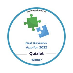 Badge awarding Quizlet the winner's prize in "Best Revision App" category