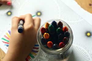 child doing school work.